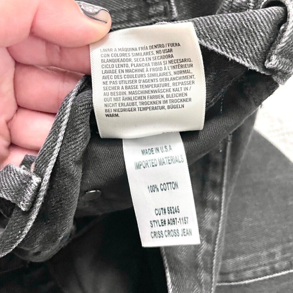 AGOLDE Criss Cross Upsized Jean In Shambles Black Denim Size 24 - Picture 6 of 6
